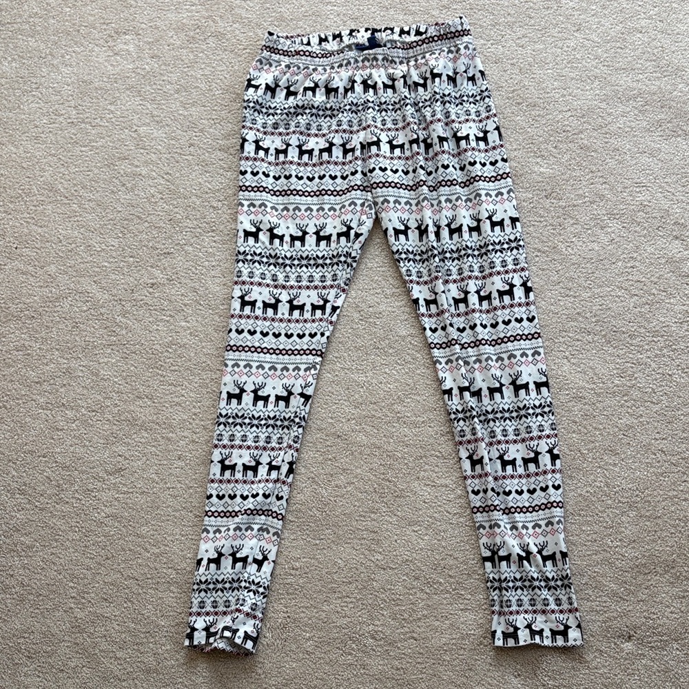 Women’s White Reindeer Print Leggings